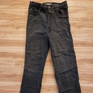 Used Levi's Ribcage Straight Ankle Women's Jeans 29 Feelin' Cagey Black